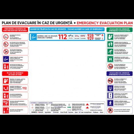 Placuta cu plan de evacuare in caz de incendiu